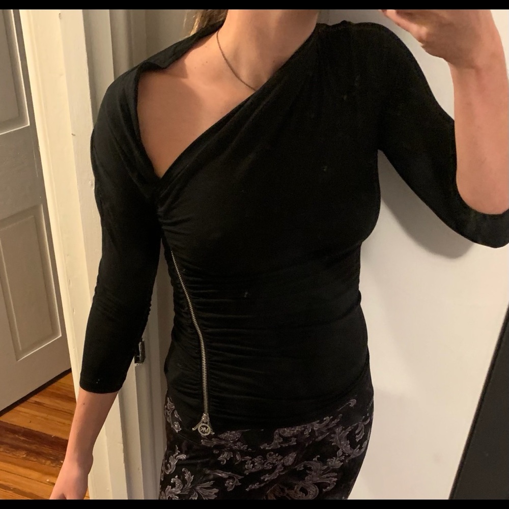Michael Kors Black Zipper Top